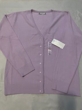 Lavender V-Neck Button Cardigan - Women